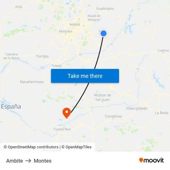 Ambite to Montes map