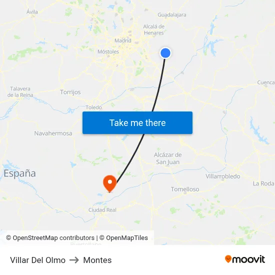 Villar Del Olmo to Montes map