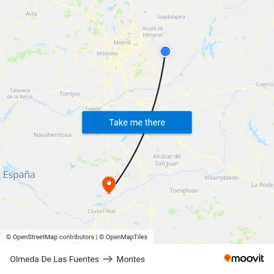 Olmeda De Las Fuentes to Montes map
