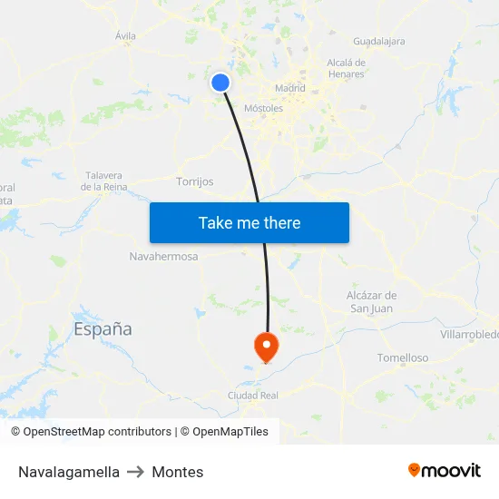 Navalagamella to Montes map