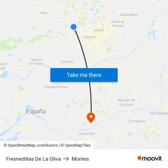 Fresnedillas De La Oliva to Montes map