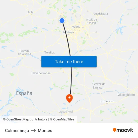 Colmenarejo to Montes map