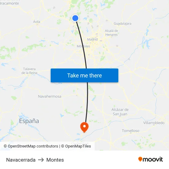 Navacerrada to Montes map