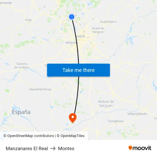 Manzanares El Real to Montes map