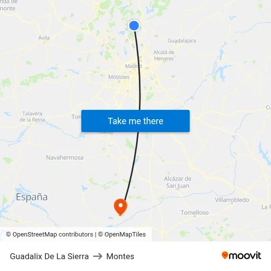 Guadalix De La Sierra to Montes map
