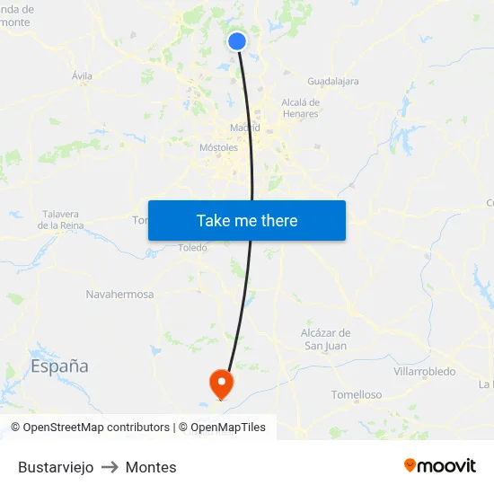 Bustarviejo to Montes map