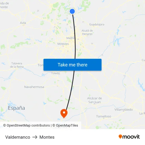 Valdemanco to Montes map