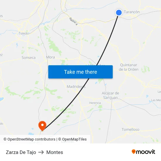 Zarza De Tajo to Montes map