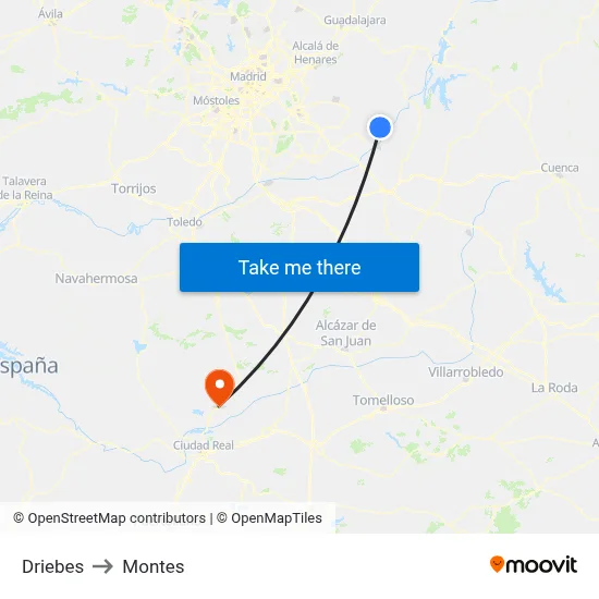Driebes to Montes map