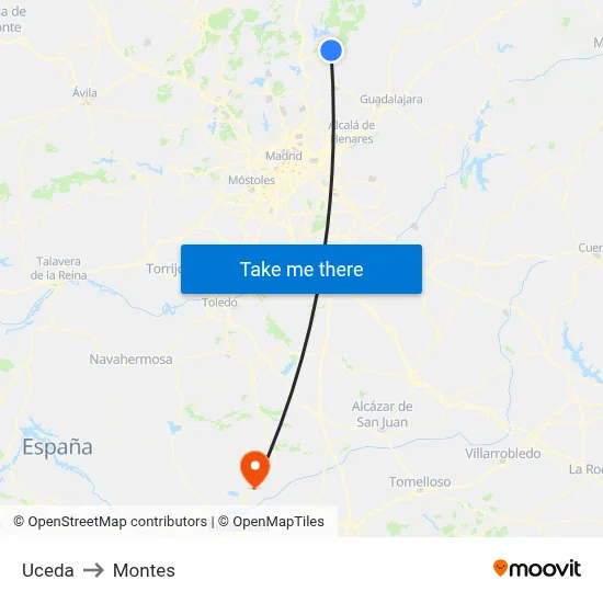 Uceda to Montes map