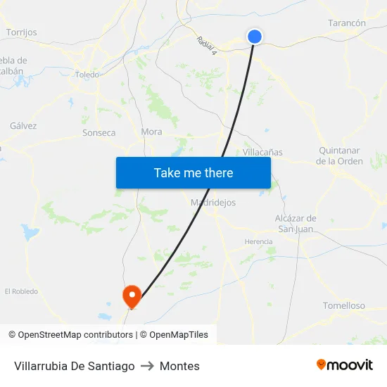 Villarrubia De Santiago to Montes map