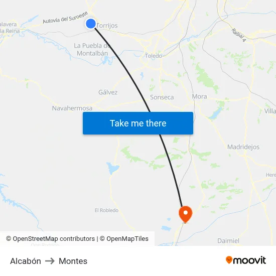 Alcabón to Montes map