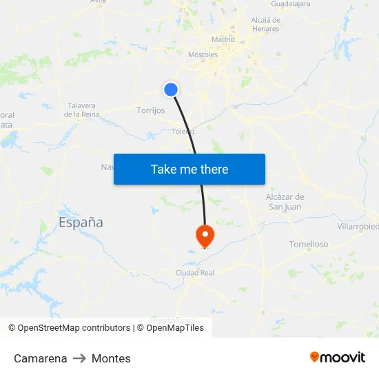 Camarena to Montes map