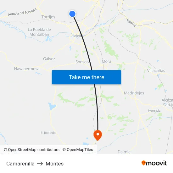 Camarenilla to Montes map