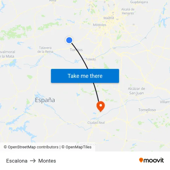 Escalona to Montes map