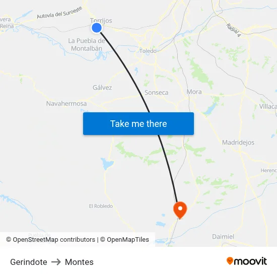 Gerindote to Montes map