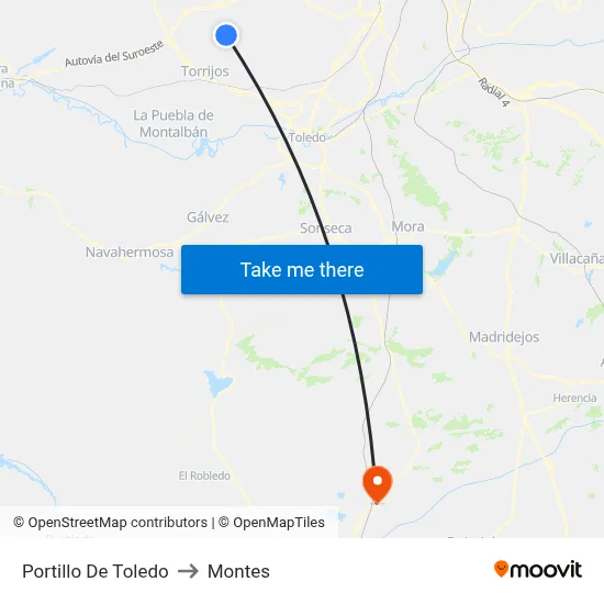 Portillo De Toledo to Montes map