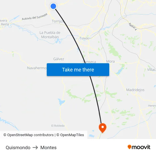 Quismondo to Montes map