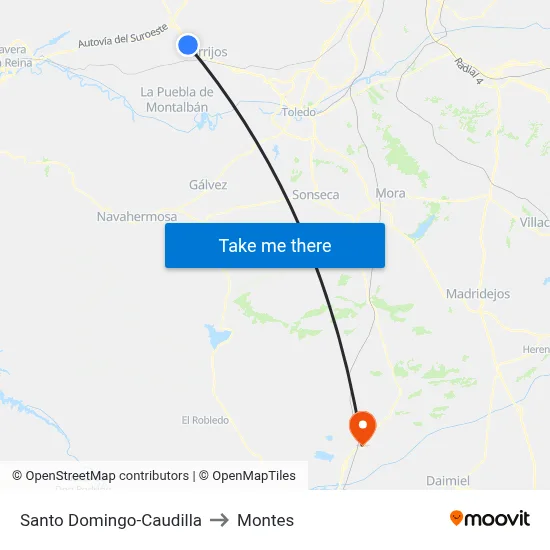 Santo Domingo-Caudilla to Montes map