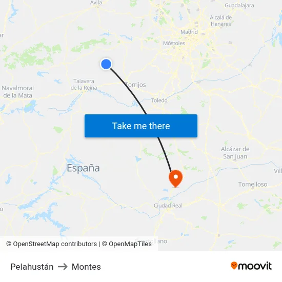 Pelahustán to Montes map