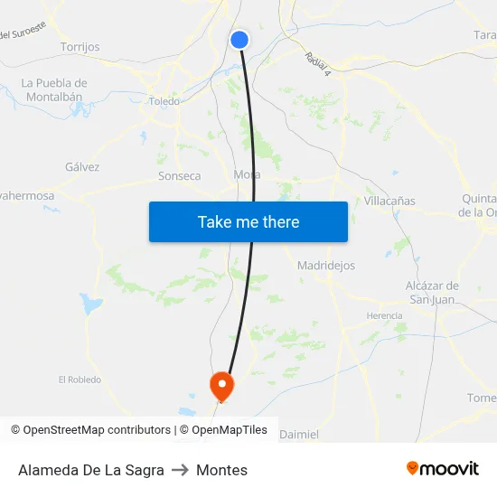 Alameda De La Sagra to Montes map