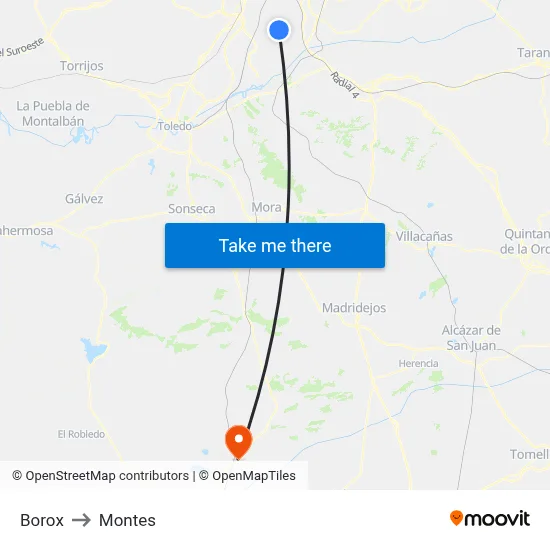 Borox to Montes map