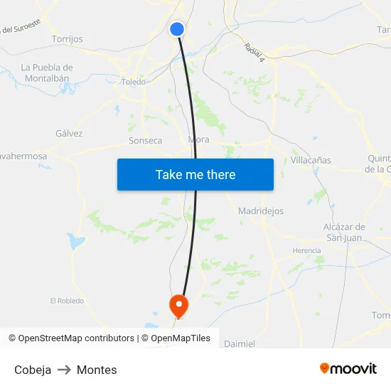 Cobeja to Montes map