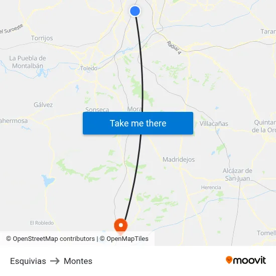 Esquivias to Montes map