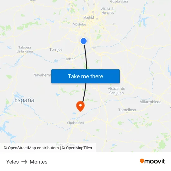 Yeles to Montes map