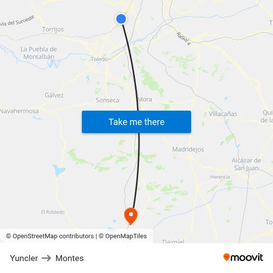 Yuncler to Montes map