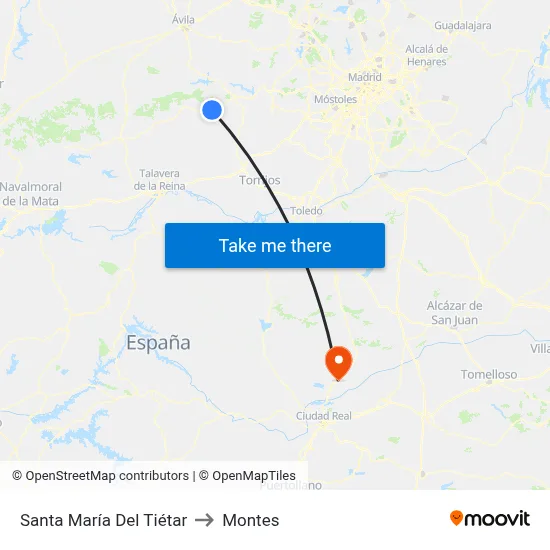 Santa María Del Tiétar to Montes map