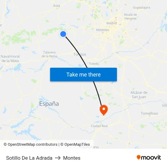 Sotillo De La Adrada to Montes map