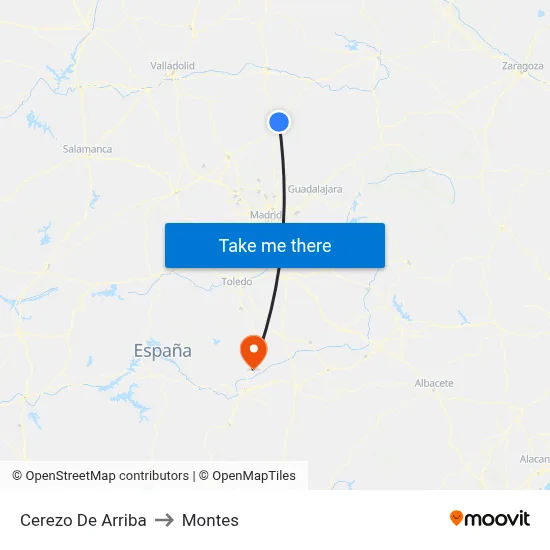 Cerezo De Arriba to Montes map