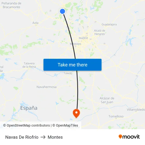 Navas De Riofrío to Montes map