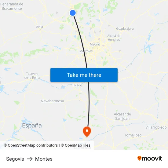Segovia to Montes map
