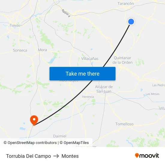 Torrubia Del Campo to Montes map