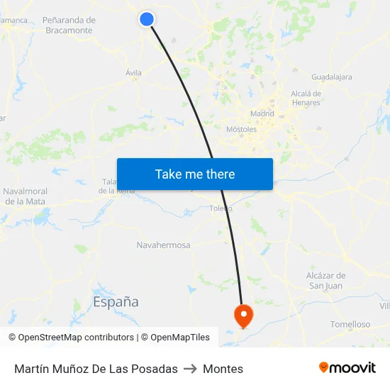Martín Muñoz De Las Posadas to Montes map