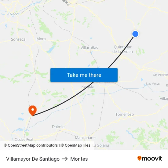 Villamayor De Santiago to Montes map