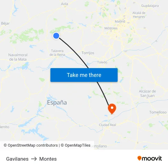 Gavilanes to Montes map