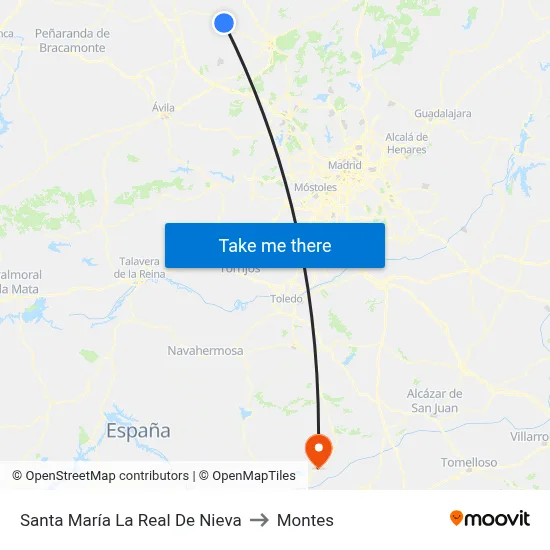Santa María La Real De Nieva to Montes map