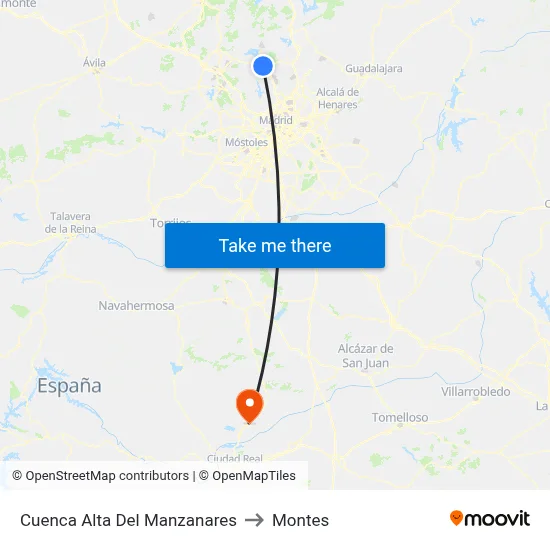 Cuenca Alta Del Manzanares to Montes map