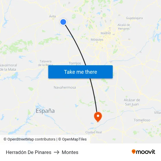 Herradón De Pinares to Montes map