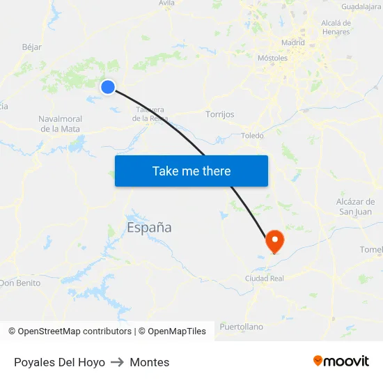 Poyales Del Hoyo to Montes map