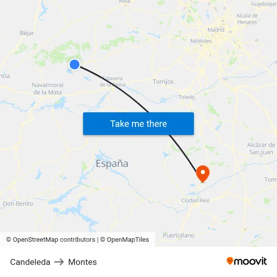 Candeleda to Montes map
