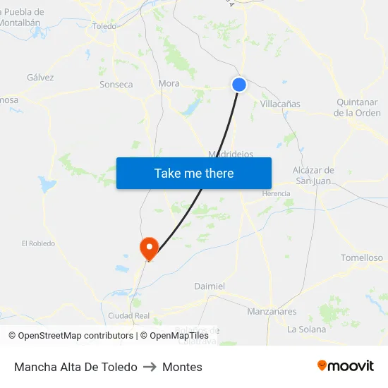 Mancha Alta De Toledo to Montes map
