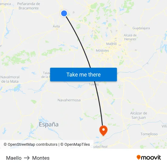 Maello to Montes map