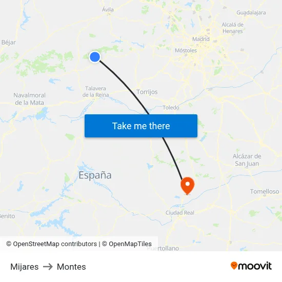 Mijares to Montes map