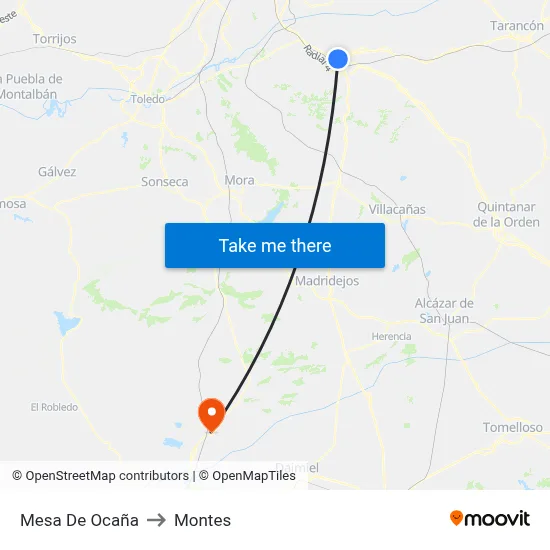 Mesa De Ocaña to Montes map