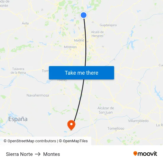 Sierra Norte to Montes map