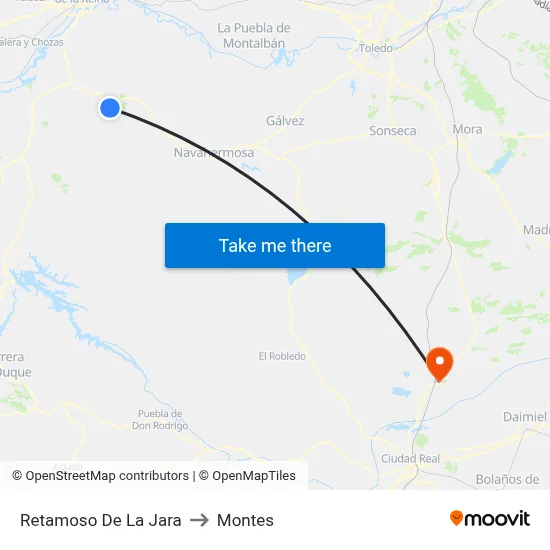 Retamoso De La Jara to Montes map
